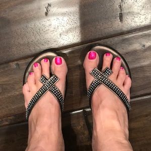 Athena Alexander sandals w/ rhinestone straps